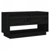 Szafka pod telewizor, czarna, 74x34x40 cm, lite drewno sosnowe