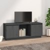 Szafka pod telewizor, szara 110,5x35x44 cm, lite drewno sosnowe