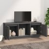 Szafka pod telewizor, szara 110,5x35x44 cm, lite drewno sosnowe