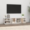 Szafka pod telewizor, biała, 156x40x40 cm, lite drewno sosnowe