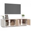 Szafka pod telewizor, biała, 140x40x40 cm, lite drewno sosnowe