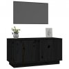 Szafka pod TV, czarna, 80x35x40,5 cm, lite drewno sosnowe