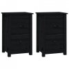 Szafki nocne, 2 szt., czarny, 40x35x61,5cm, lite drewno sosnowe