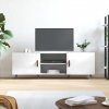 Szafka pod TV, wysoki połysk, biała, 150x30x50 cm