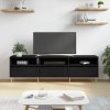 Szafka pod TV, czarna, 150x30x44,5 cm, materiał drewnopochodny