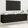 Ścienne szafki TV, 2 szt., czarne, 80x30x41 cm