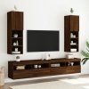 Szafki TV, z LED, 2 szt., brązowy dąb, 30,5x30x102 cm