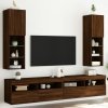 Szafki TV, z LED, 2 szt., brązowy dąb, 30,5x30x102 cm