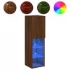 Szafki TV, z LED, 2 szt., brązowy dąb, 30,5x30x102 cm