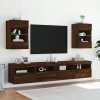 Ścienne szafki TV z LED, 2 szt., brązowy dąb, 40x30x60,5 cm