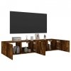 Ścienne szafki TV z LED, 2 szt., przydymiony dąb, 80x35x31 cm
