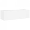 Ścienna szafka TV z LED, biała, 100x35x31 cm