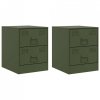Szafki nocne, 2 szt., zielone, 34,5x39x44 cm, stal