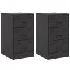 Szafki nocne, 2 szt., czarne, 34,5x39x62 cm, stal
