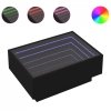 Stolik kawowy z LED, czarny 70x50x30cm, materiał drewnopochodny