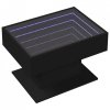 Stolik kawowy z LED, czarny, 70x50x45 cm