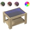 Stolik kawowy z LED, dąb sonoma, 73x53x45 cm