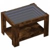 Stolik kawowy z LED, opalany dąb, 73x53x45 cm