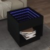 Stolik kawowy z LED Infinity, czarny, 50x50x50 cm