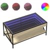 Stolik kawowy z LED Infinity, dąb sonoma, 90x50x38 cm