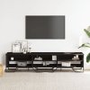 Szafka pod TV, czarna, 180x34x41 cm, materiał drewnopochodny