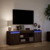 Szafka pod TV z LED, brązowy dąb, 139,5x34x50 cm