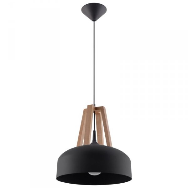 Lampa wisząca CASCO czarna/naturalne drewno