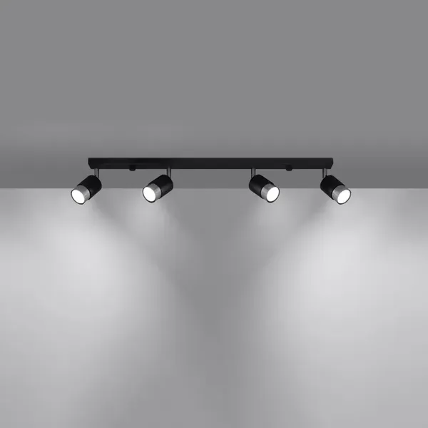 Plafon NERO 4 czarny/chrom