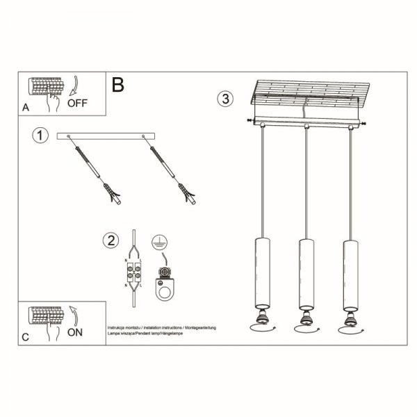 Lampa wisząca LAGOS 3L biały