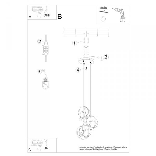 Lampa wisząca TULOS 3P czarna