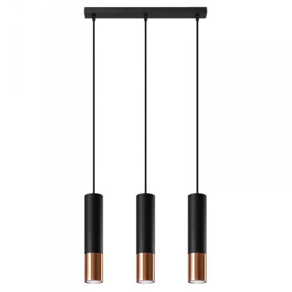 Lampa wisząca LOOPEZ 3L czarny/miedź