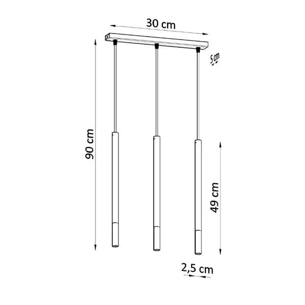Lampa wisząca MOZAICA 3L czarny/miedź