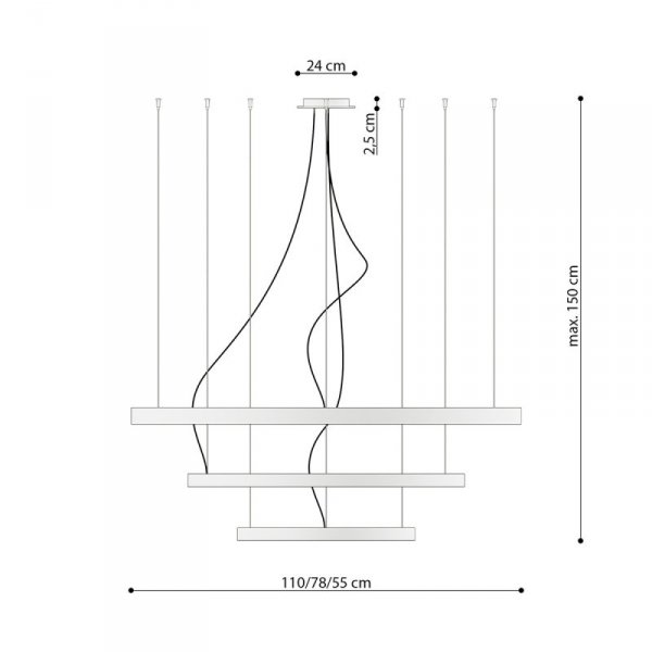 Żyrandol RIO 3 55/78/110 biały LED 4000K