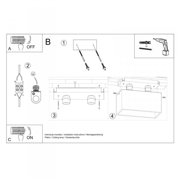 Plafon QUAD MAXI czarny