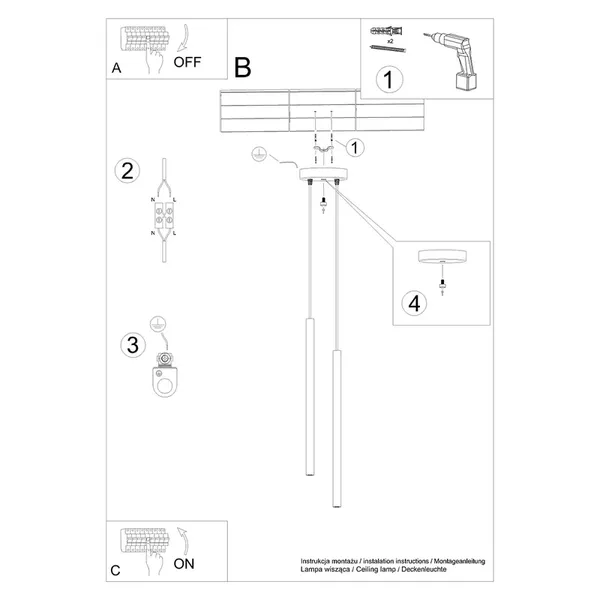 Lampa wisząca PASTELO 2 złota