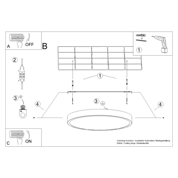Plafon ONYX 30 czarny LED 3000K