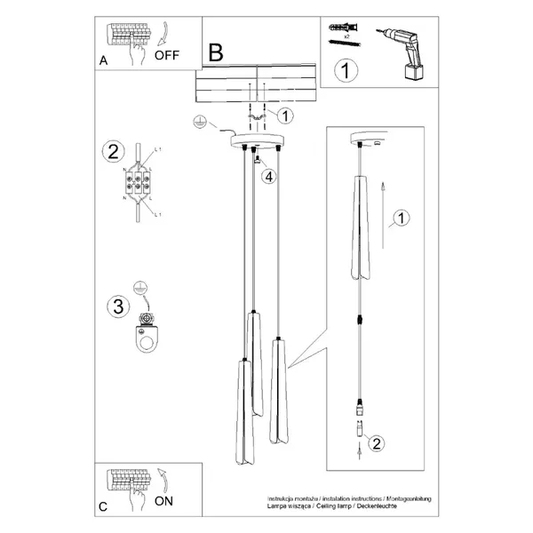 Lampa wisząca PRYSM 3P czarna