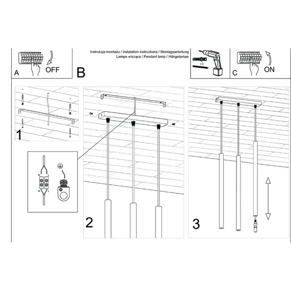 Lampa wisząca PASTELO 3 ochra czerwona