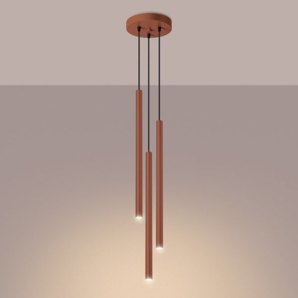 Lampa wisząca PASTELO 3P ochra czerwona