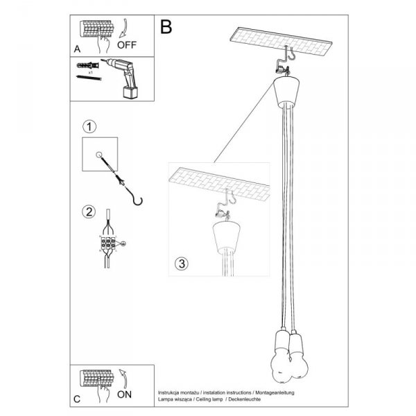 Lampa wisząca DIEGO 3 biała