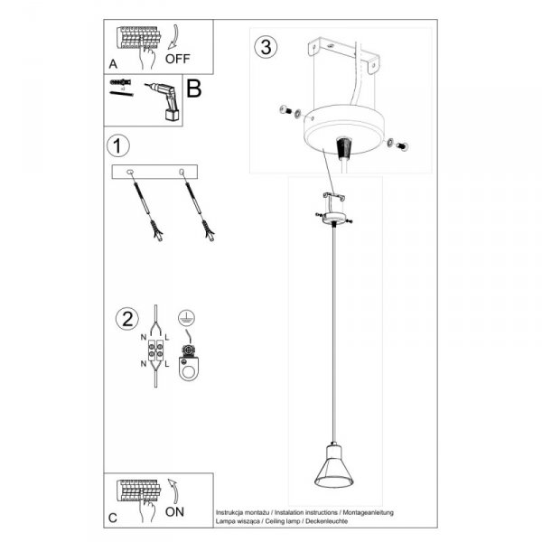 Lampa wisząca TALEJA 1 czarna [E27]