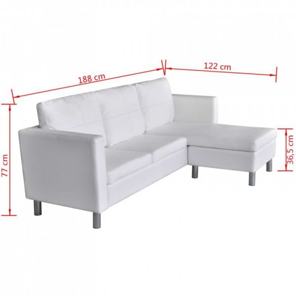 Sofa 3-osobowa, skóra syntetyczna, biała