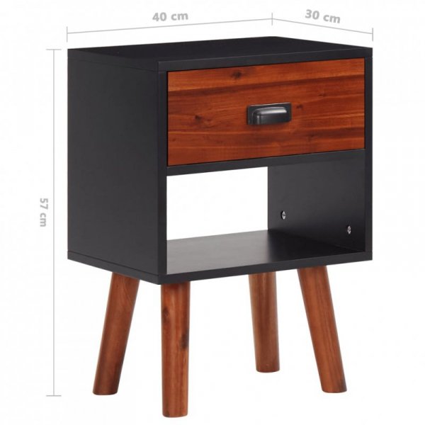 Szafka nocna z litego drewna akacjowego, 40x30x57 cm