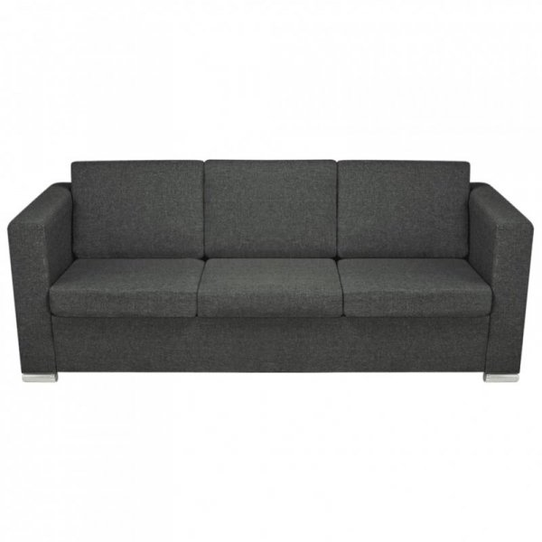 3-osobowa sofa tapicerowana tkaniną, ciemnoszara