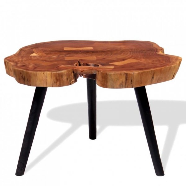 Stolik kawowy plaster, (55-60) x 40 cm, lite drewno akacjowe