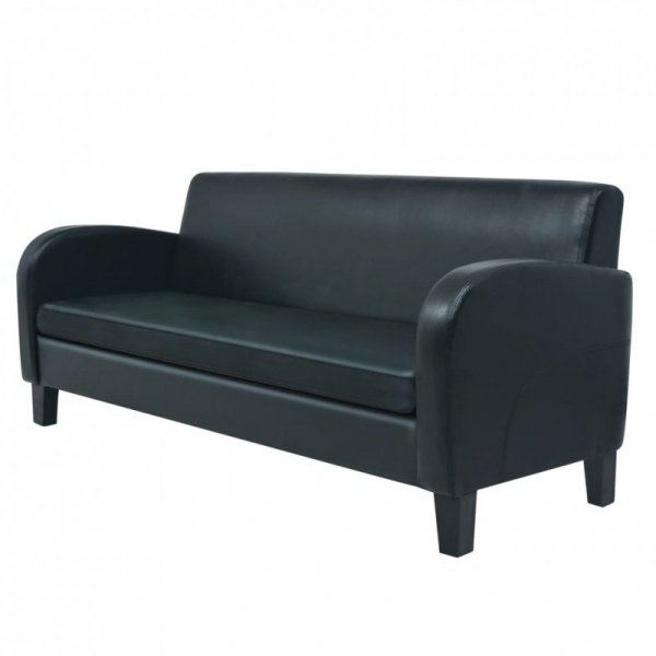Sofa 3-osobowa, sztuczna skóra, czarna