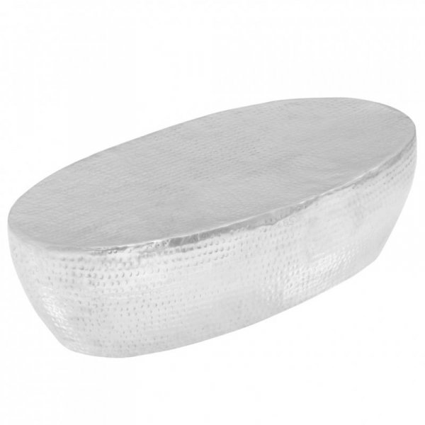 Stolik do kawy z młotkowanego aluminium, 100x50x28 cm, srebrny