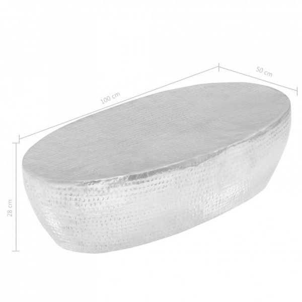 Stolik do kawy z młotkowanego aluminium, 100x50x28 cm, srebrny