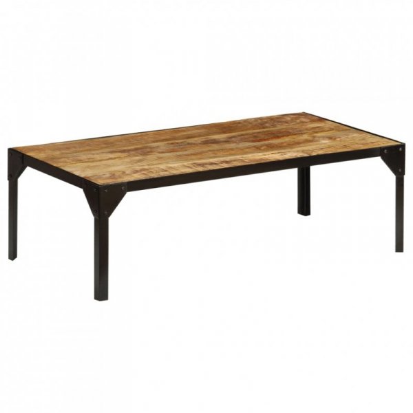 Stolik kawowy, surowe drewno mango i stal, 110 cm