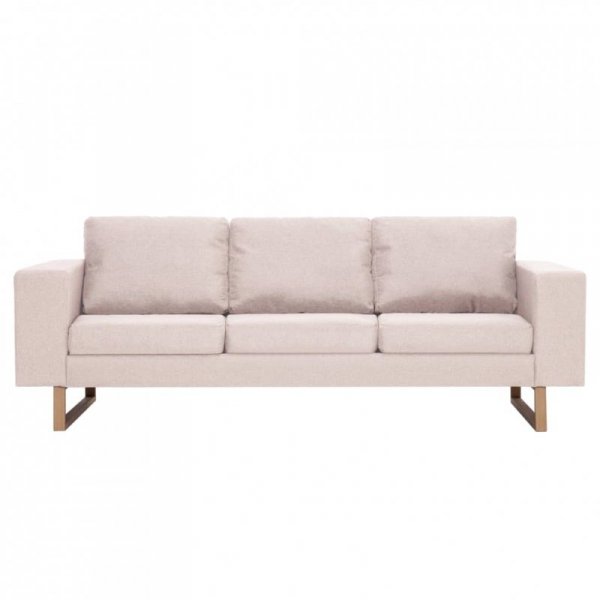 Sofa 3-osobowa, tapicerowana tkaniną, kremowa